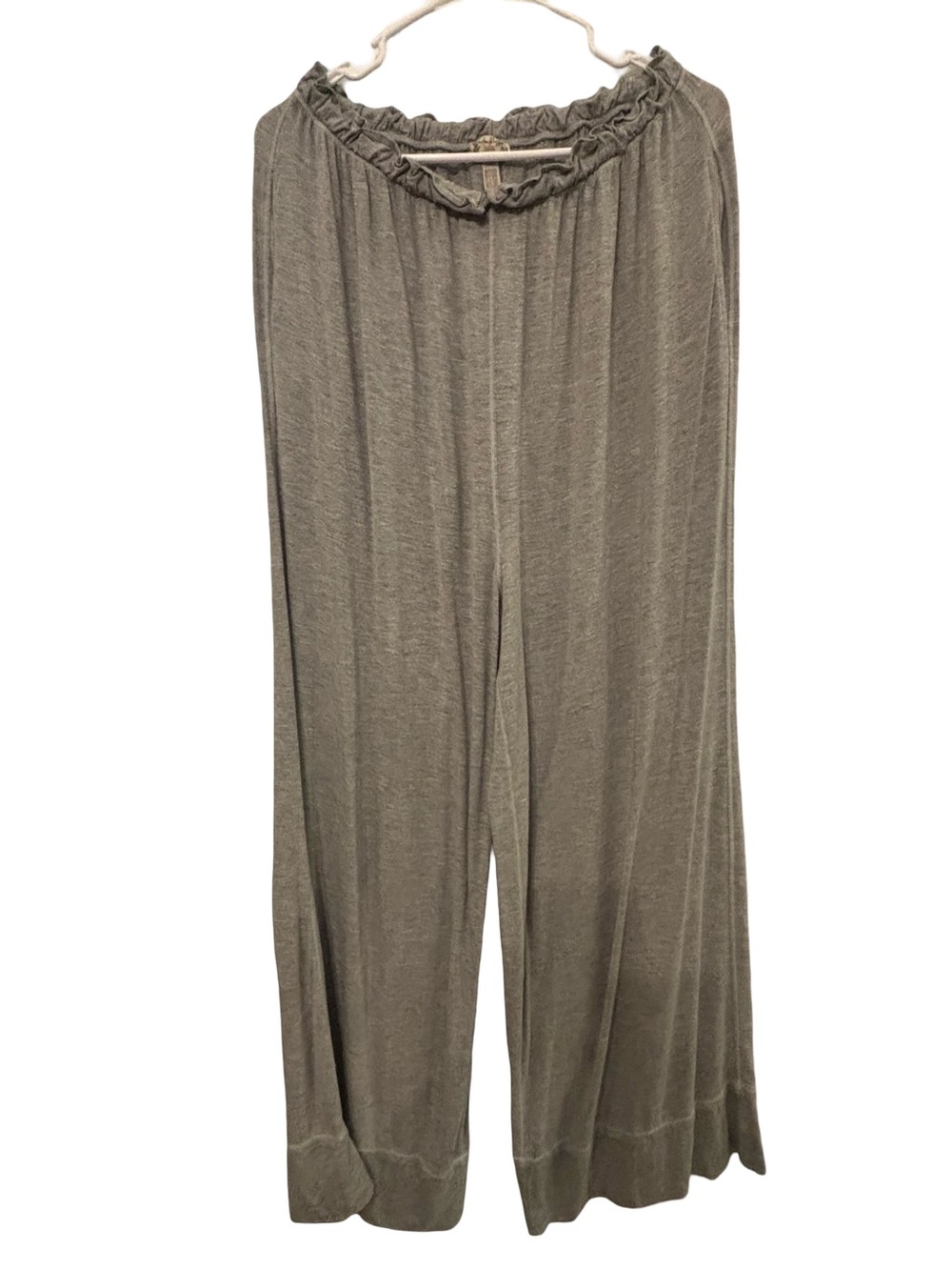 Intimately FP Wide-Leg Knit Gray Lounging Pants Ruffled Waist Large